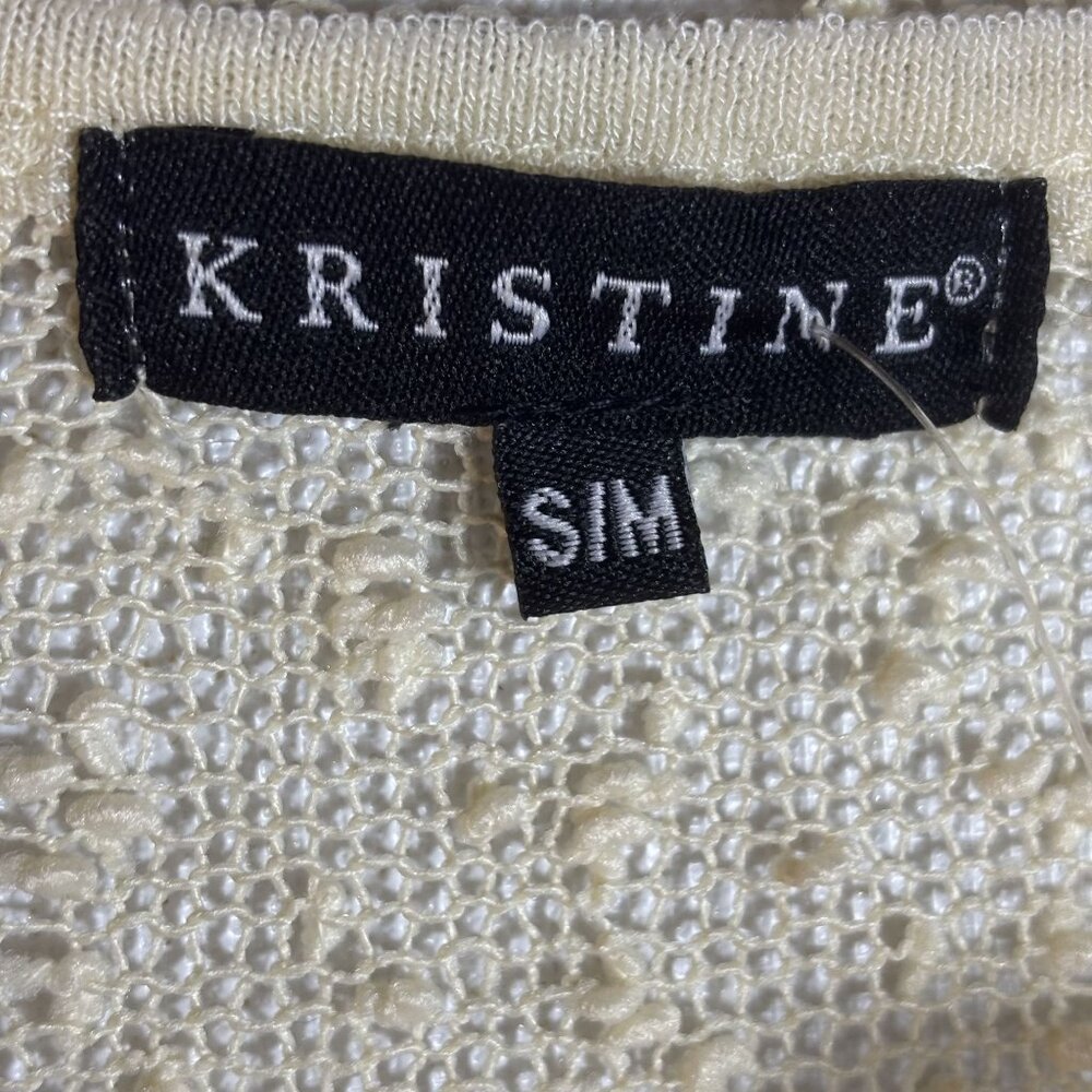 Kristine Boho Sheer Knit Top With Lace & Sequin Layer Cream S/M Polyester - Picture 3 of 11